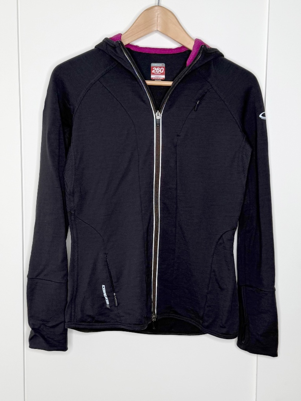 Icebreaker GT 260 Midnight Merino Zip Up Hoodie in Black Small
